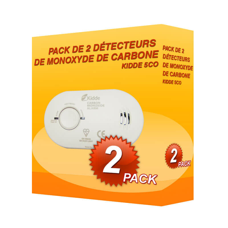 Pack de 2 détecteurs de Monoxyde de Carbone Kidde 5CO