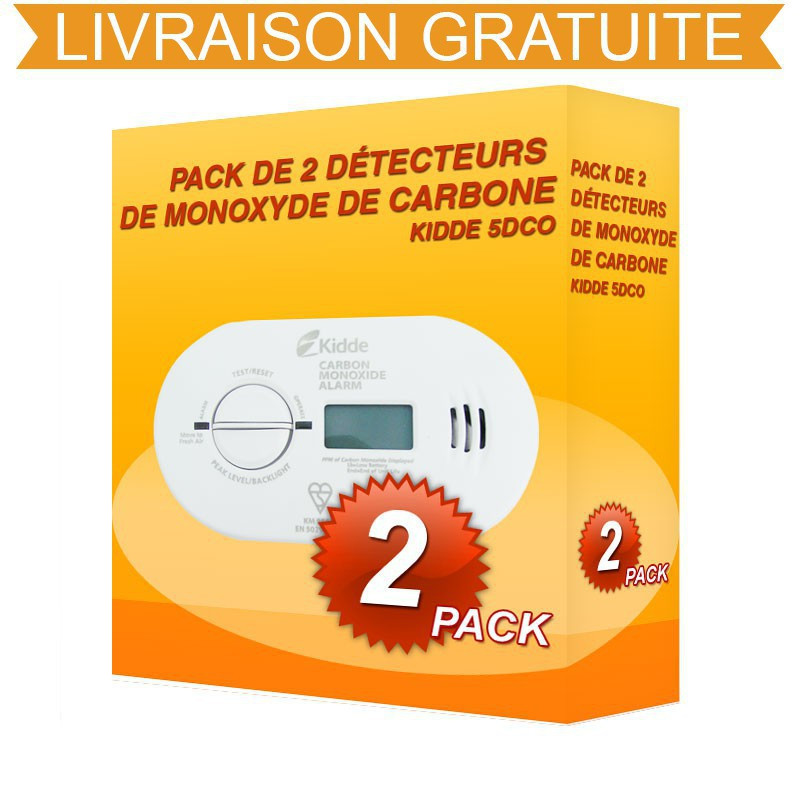 Pack de 2 Detectores de monóxido de carbono kidde NIGHTHAWK