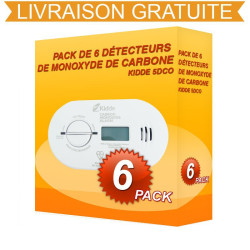 Pack de 6 détecteurs de monoxyde de carbone kidde NIGHTHAWK