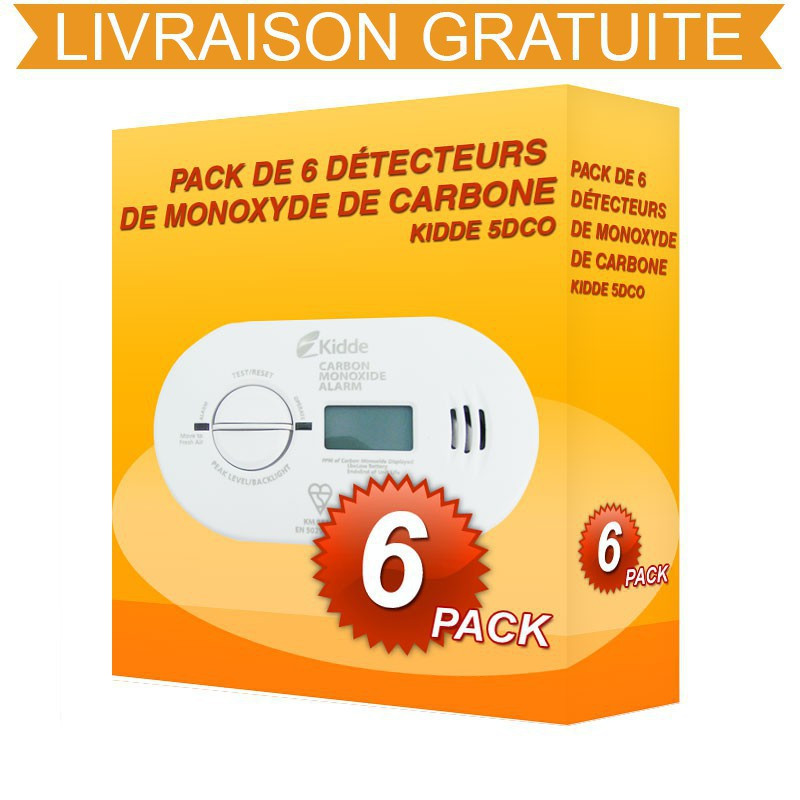 Pack von 6 detektoren, kohlenmonoxid kidde NIGHTHAWK