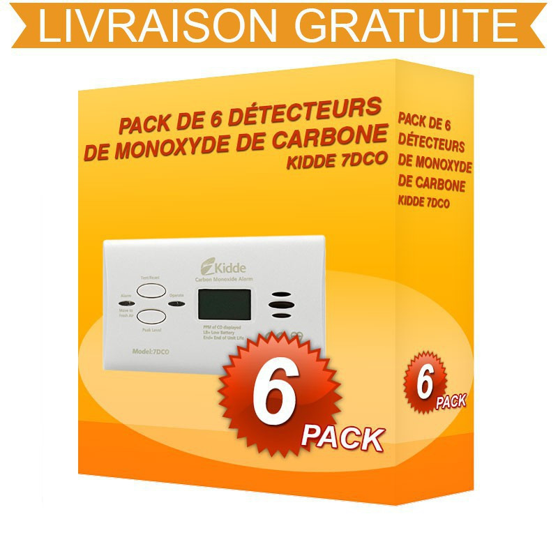 6 Pack Carbon Monoxide alarms Kidde 7DCO