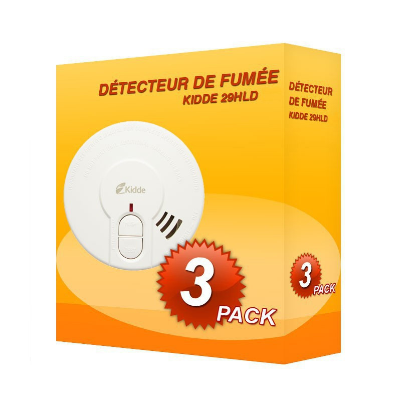 Pack de 3 Detectores de humo Kidde 29HLD-FR