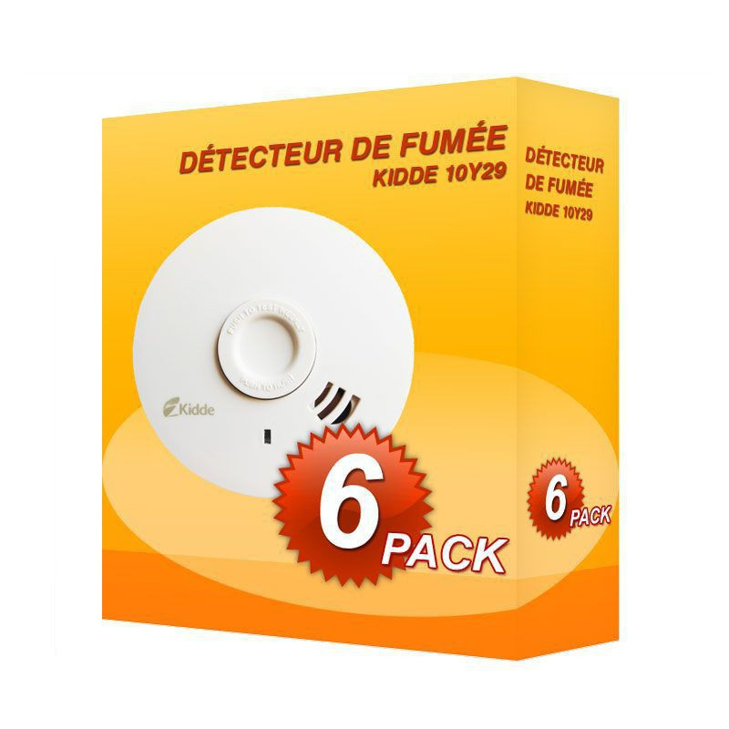 Pack de 6 Detectores de humo Kidde 10Y29
