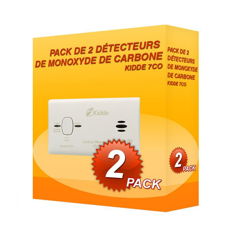 Pack di 2 rilevatori di Monossido di Carbonio Kidde 7HConfezione da 2 rilevatori di Monossido di Carbonio Kidde 7CO