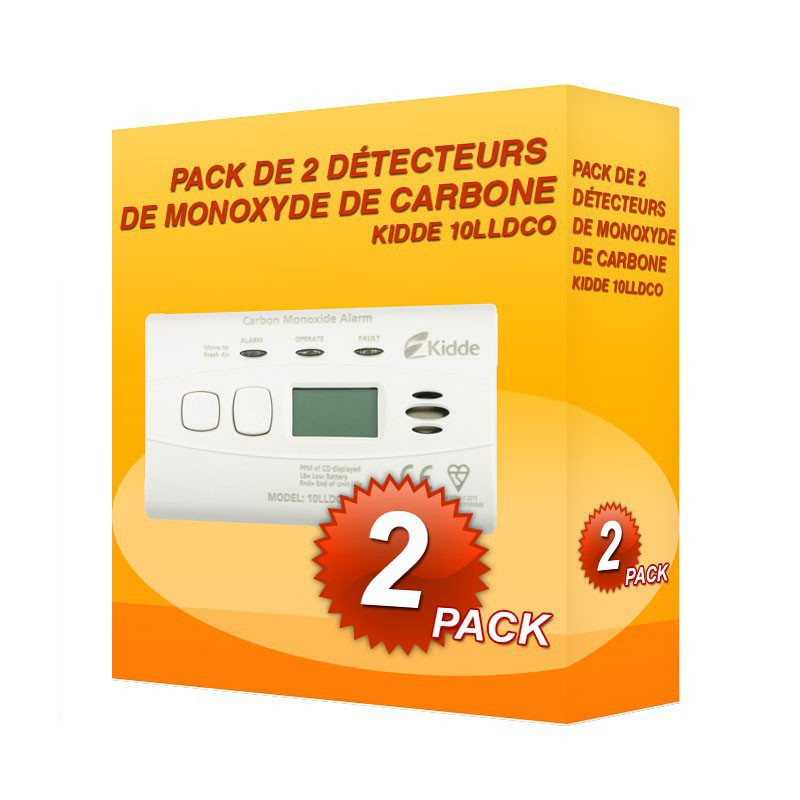 Pack of 2 Kidde 10LLDCO carbon Monoxide alarms